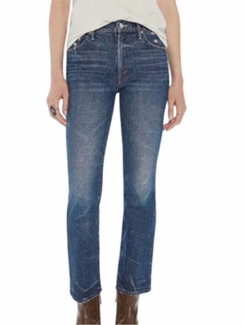 Mother Superior Insider Ankle Mile High Jeans 28 Cropped Straight Denim